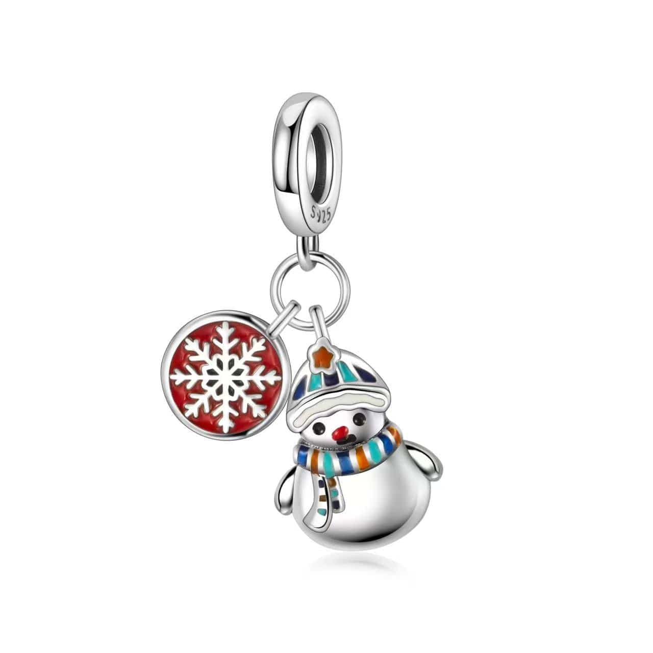 SnowmanwithRedSnowflakeDangleCharm