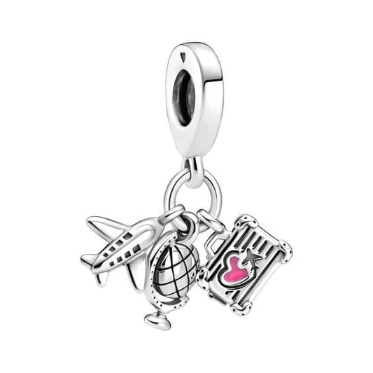 Pangama Jewelry Charm Airplane, Globe & Suitcase Dangle Charm