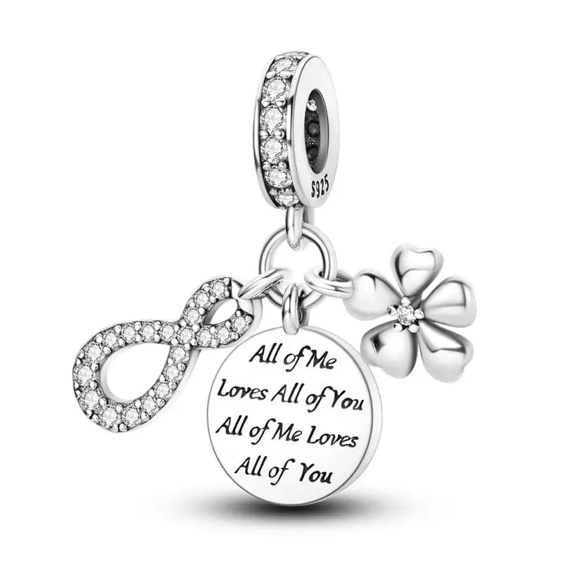 Pangama Jewelry Charm All of Me Loves All of You Infinity Flower Dangle Charm