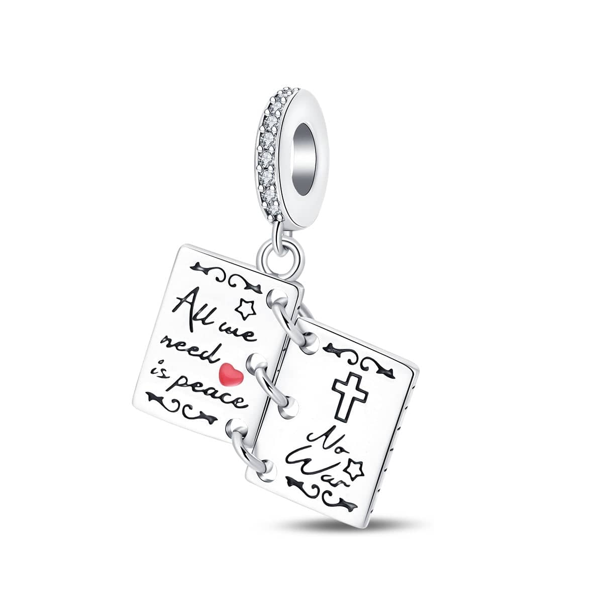 Pangama Jewelry Charm All We Need is Peace Book Charm