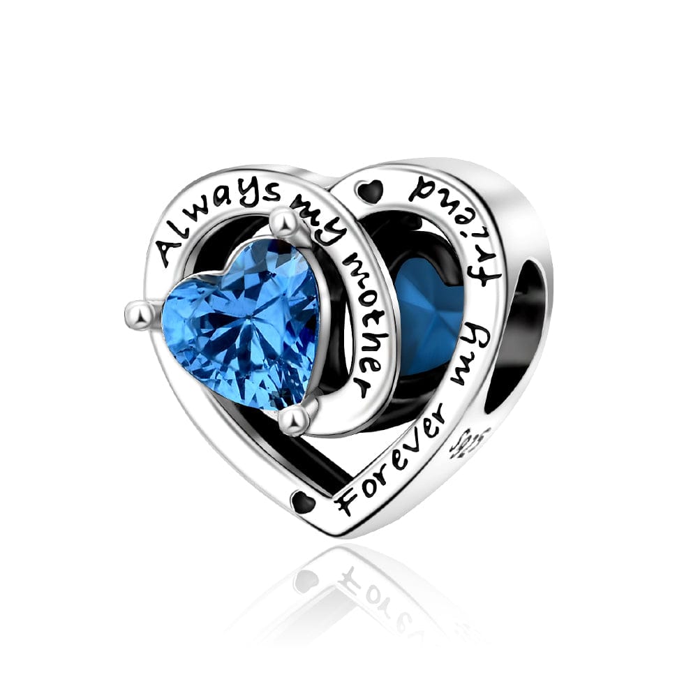 Pangama Jewelry Charm Always My Mother, Forever My Friend Birthstone Heart Charm