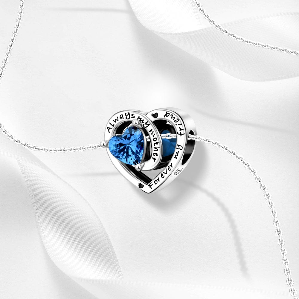 Pangama Jewelry Charm Always My Mother, Forever My Friend Birthstone Heart Charm