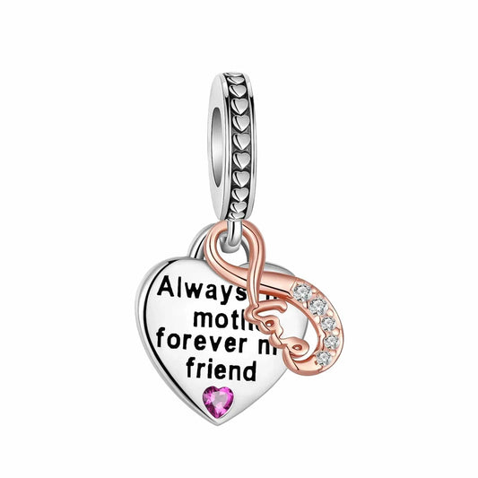 Pangama Jewelry Charm Always my Mother Forever my Friend Dangle Charm