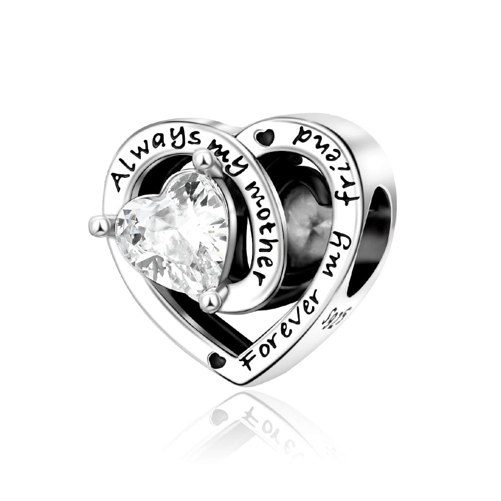 Pangama Jewelry Charm April Always My Mother, Forever My Friend Birthstone Heart Charm