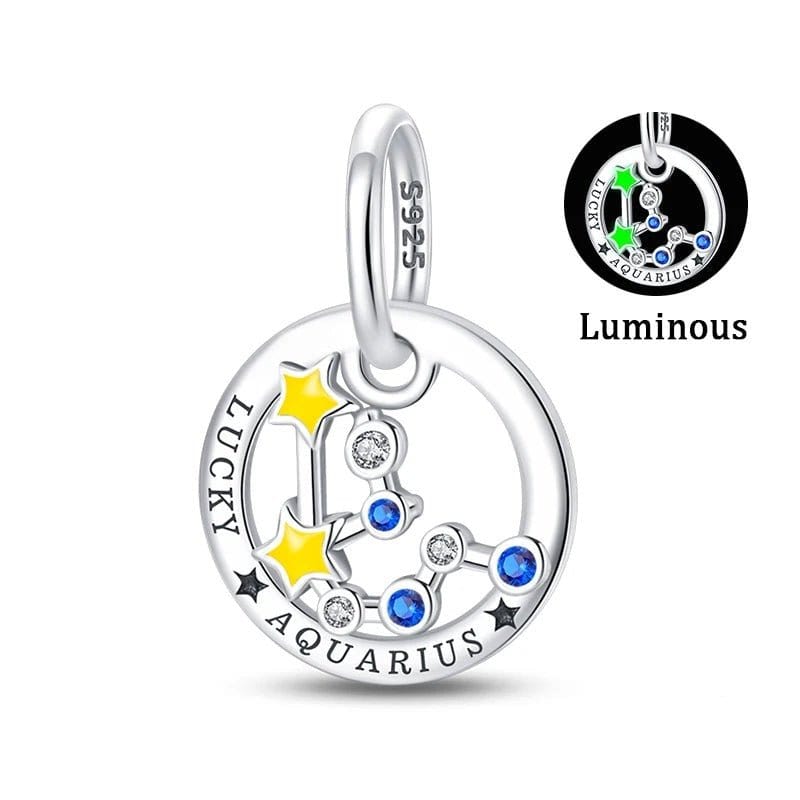 Pangama Jewelry Charm Aquarius Astrology Signs Zodiac Constellation Luminous Charms