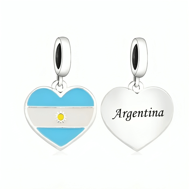 Pangama Jewelry Charm Argentina Flag Heart Dangle Dangle Charm