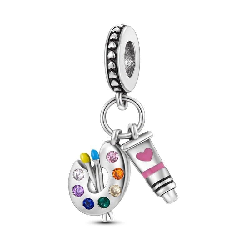 Pandora good ARTIST'S PALETTE DANGLE CHARM WITH STONES