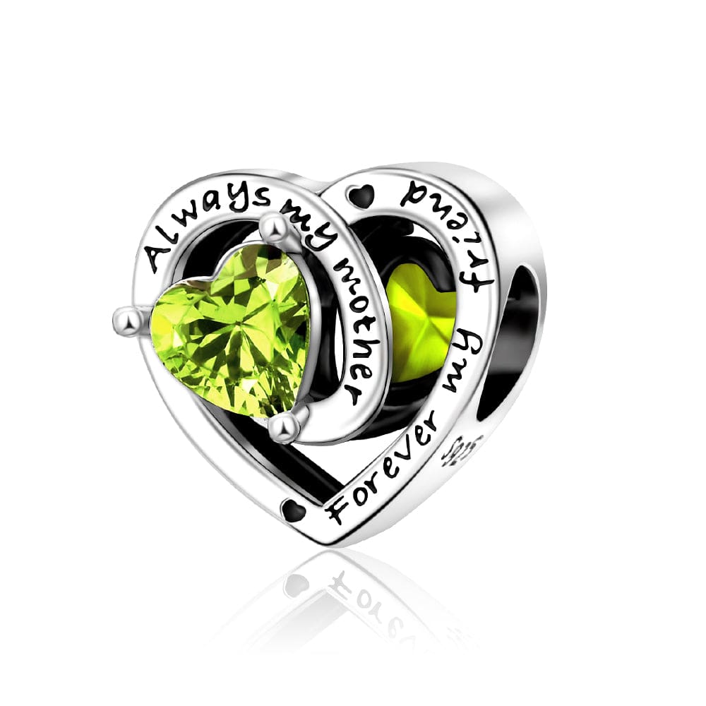 Pangama Jewelry Charm August Always My Mother, Forever My Friend Birthstone Heart Charm