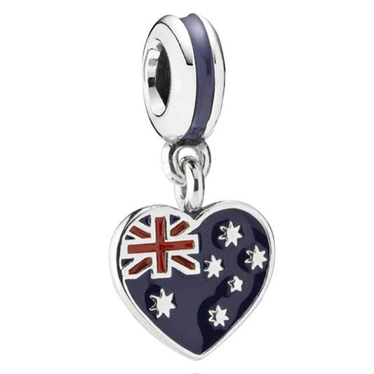 Pangama Jewelry Charm Australian Heart Flag Dangle Charm