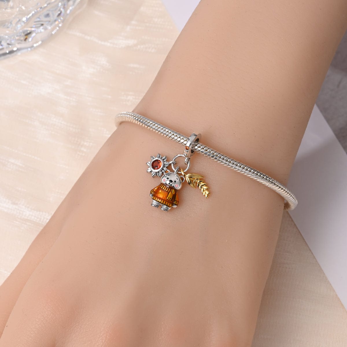 Pangama Jewelry Charm Autumn Bear in Amber Sun Sweater Charm