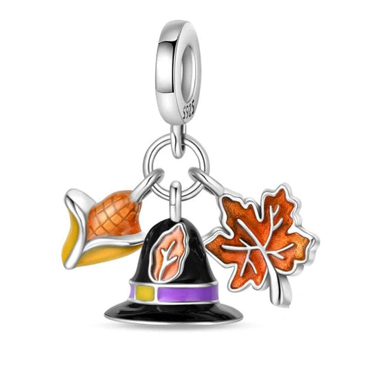 Pangama Jewelry Charm Autumn Blessings Hat, Corn, and Maple Leaf Charm