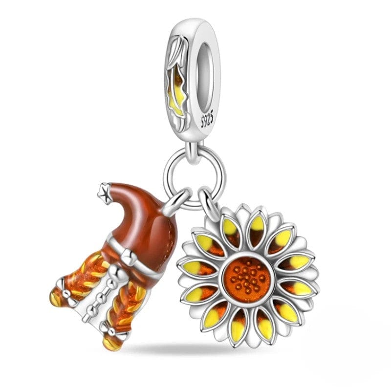 Pangama Jewelry Charm Autumn Sunflower & Elf Hat Dangle Charm