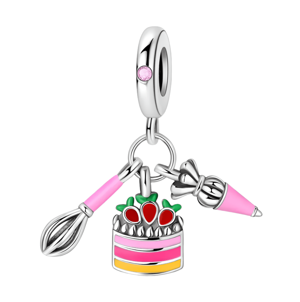 Pangama Jewelry Charm Baking Lover’s Cake, Whisk & Icing Triple Dangle Charm