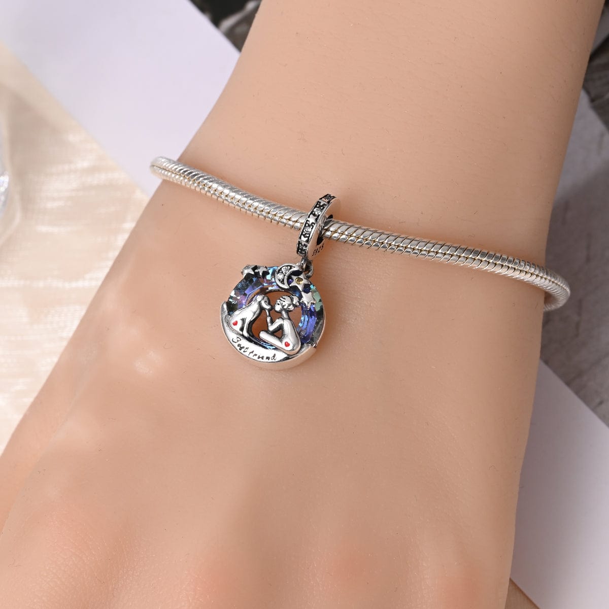 Pangama Jewelry Charm Best Friend Moonlit Crystal Dangle Charm