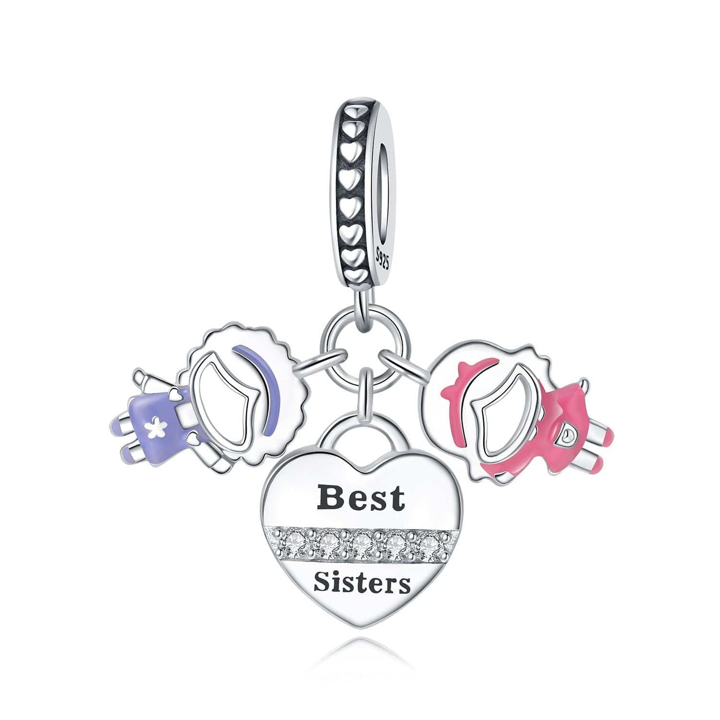 Pangama Jewelry Charm Best Sisters Heart Triple Dangle Charm