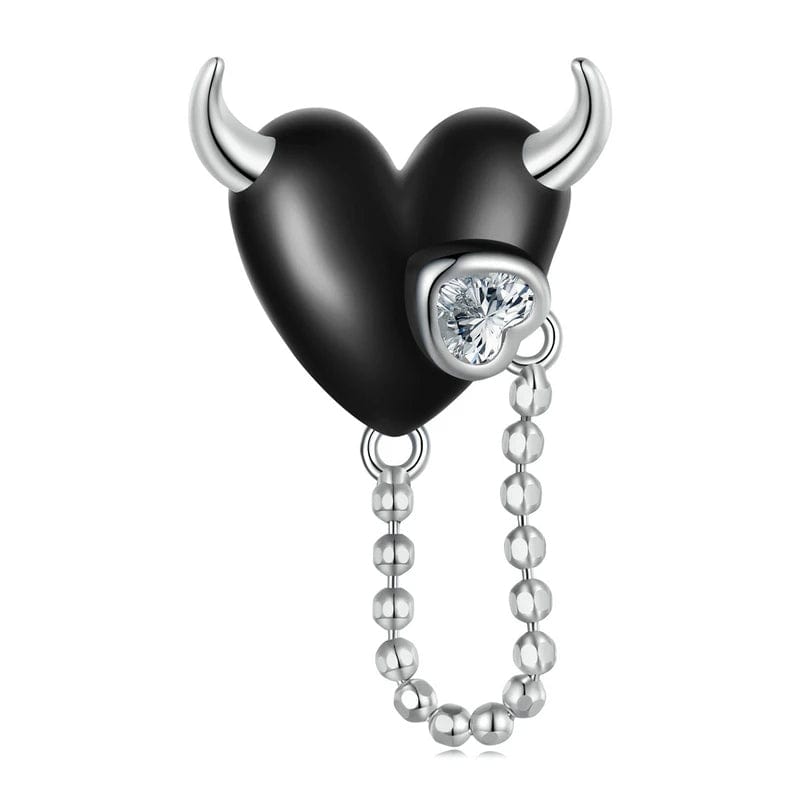 Pangama Jewelry Charm Black Heart Little Devil Punk Diamond Charm Pendant