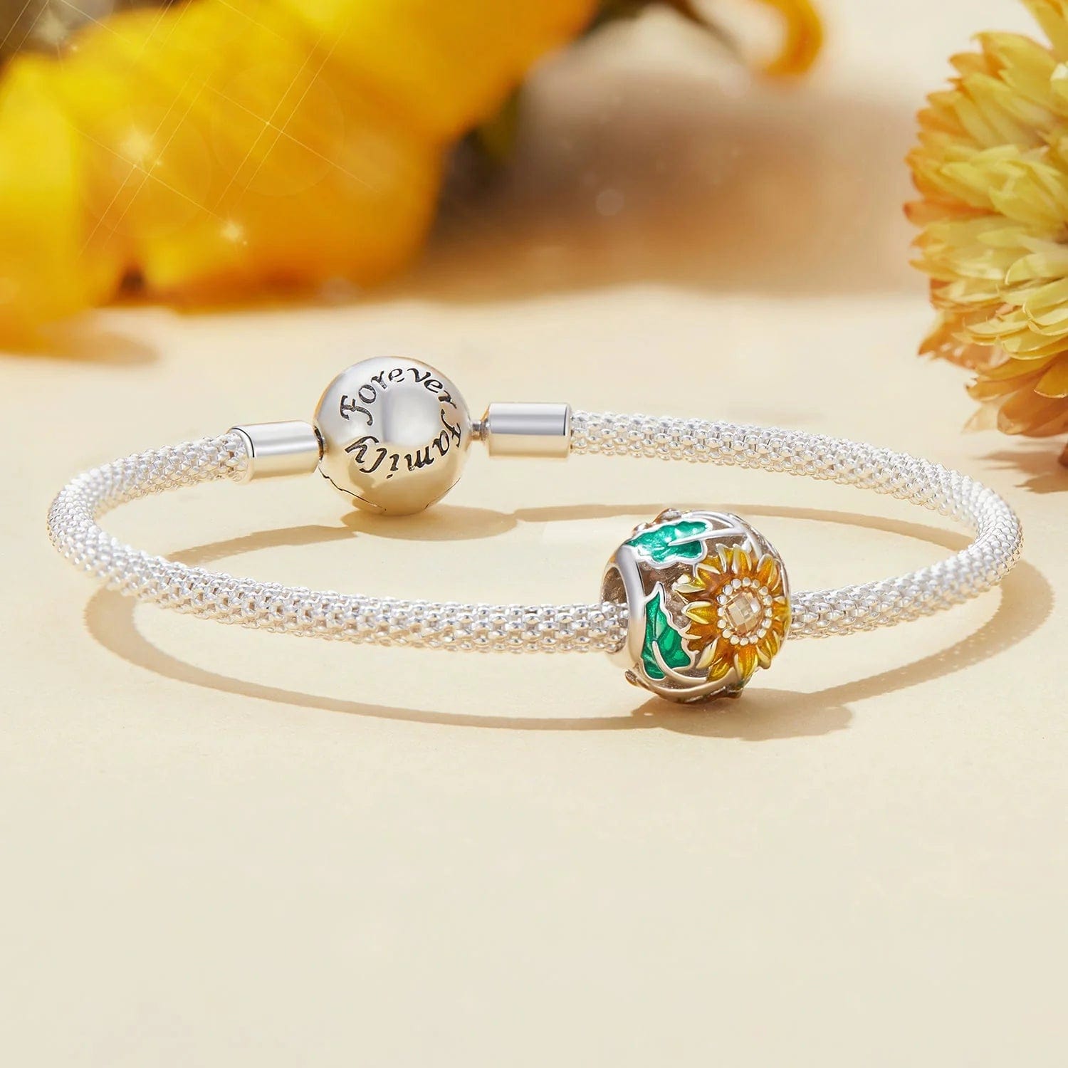 Pangama Jewelry Charm Blooming Sunflower Bead Charm