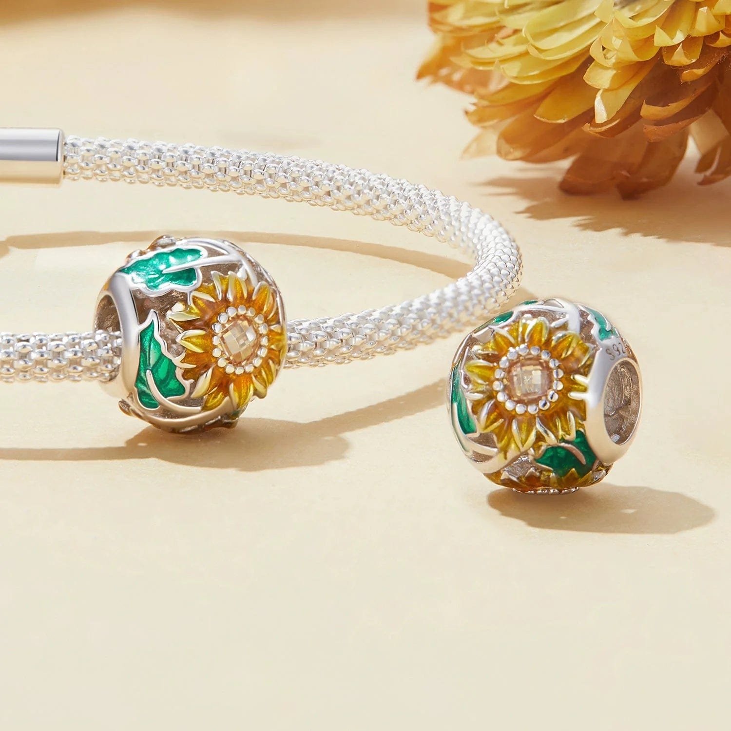 Pangama Jewelry Charm Blooming Sunflower Bead Charm