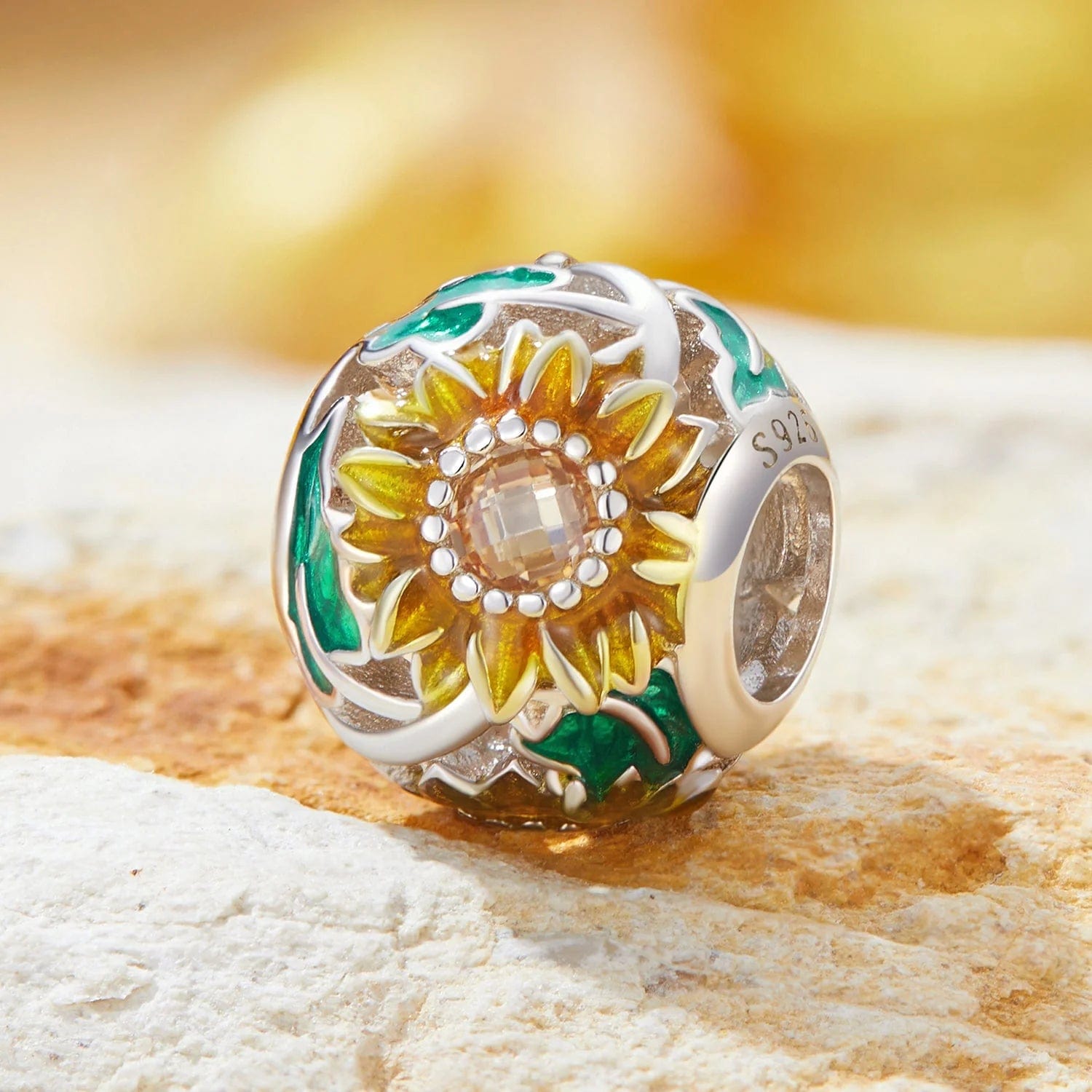 Pangama Jewelry Charm Blooming Sunflower Bead Charm