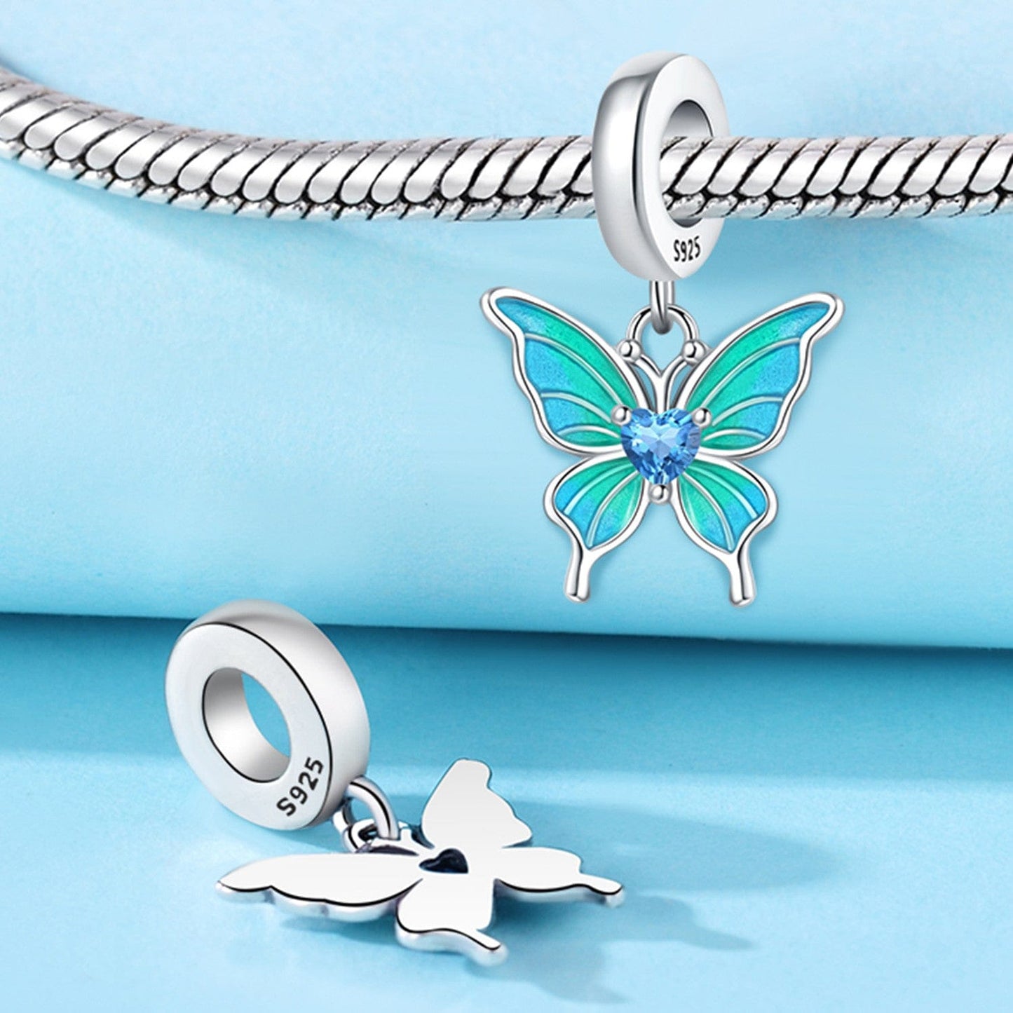 Pangama Jewelry Charm Blue Butterfly Dangle Charm