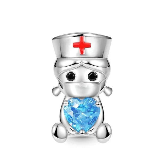 Pangama Jewelry Charm Blue Heart Nurse Doctor Charm