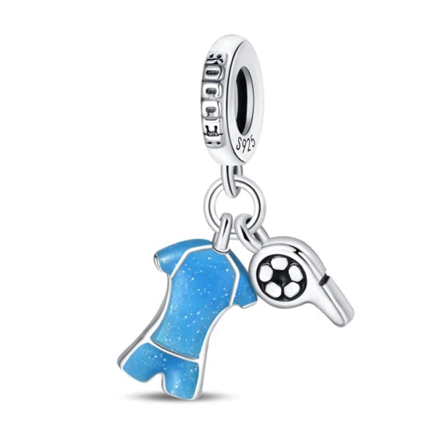 Pangama Jewelry Charm Blue Soccer Jersey Dangle Charm