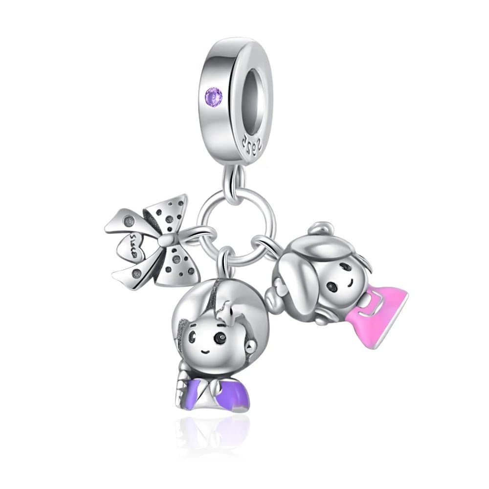 Pangama Jewelry Charm Boy and Girl Couple Ribbon Dangle Charm