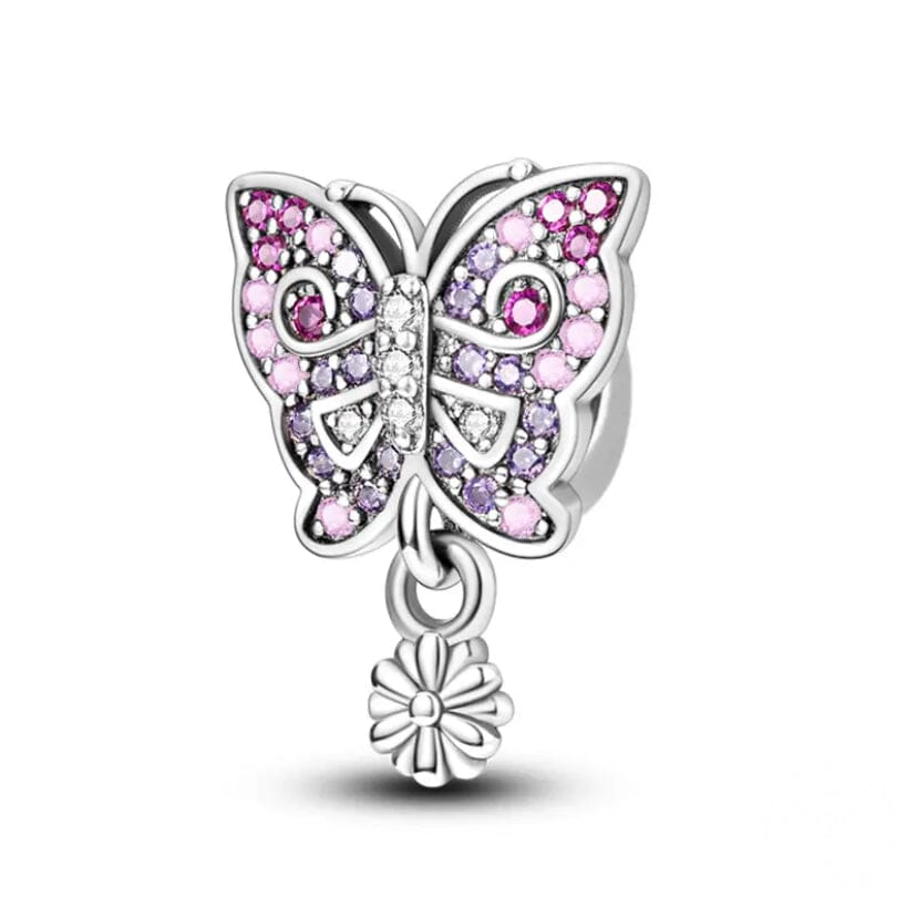 Pangama Jewelry Charm Butterfly wih Flower Charm