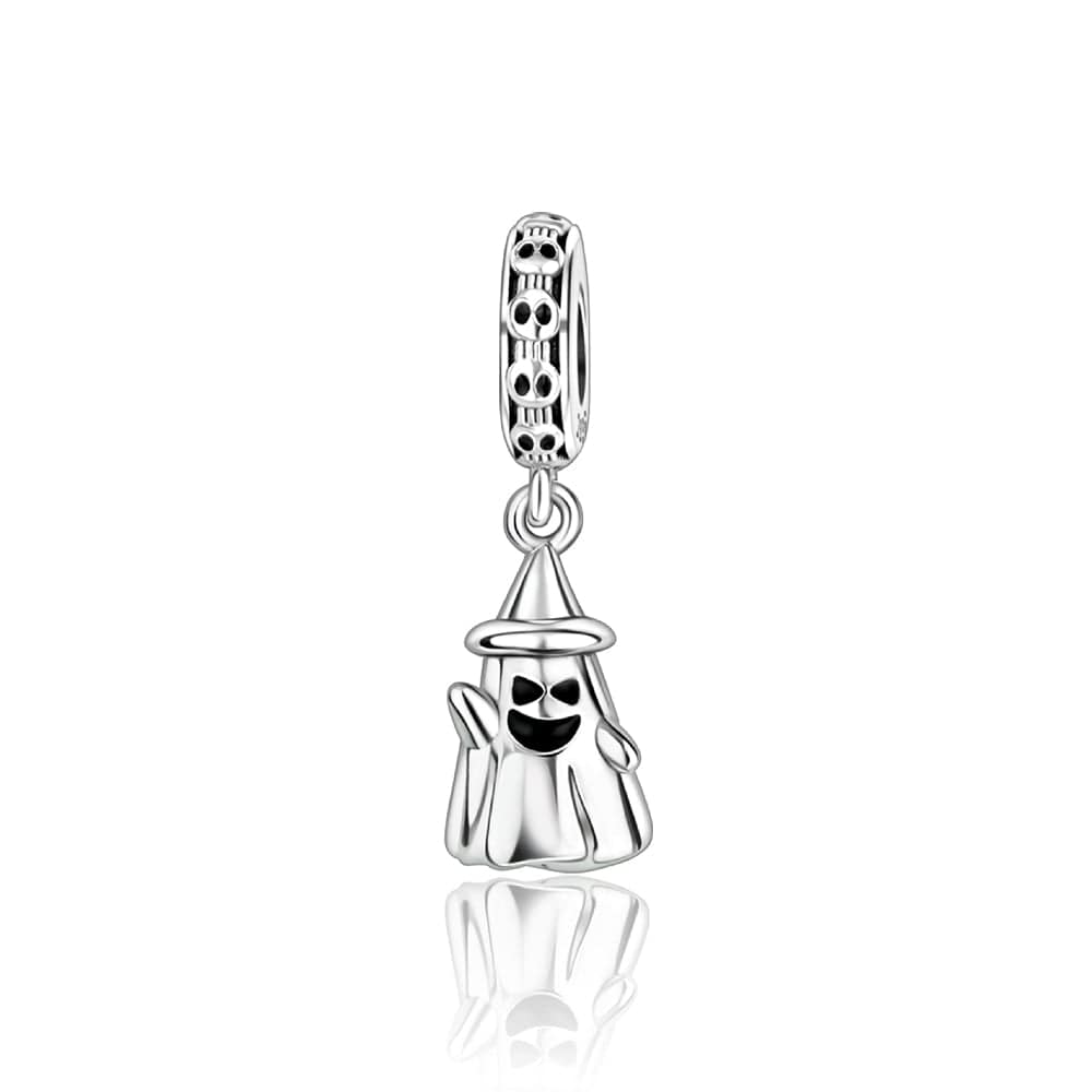 Pangama Jewelry Charm Charming Ghost with Witch Hat Halloween Charm