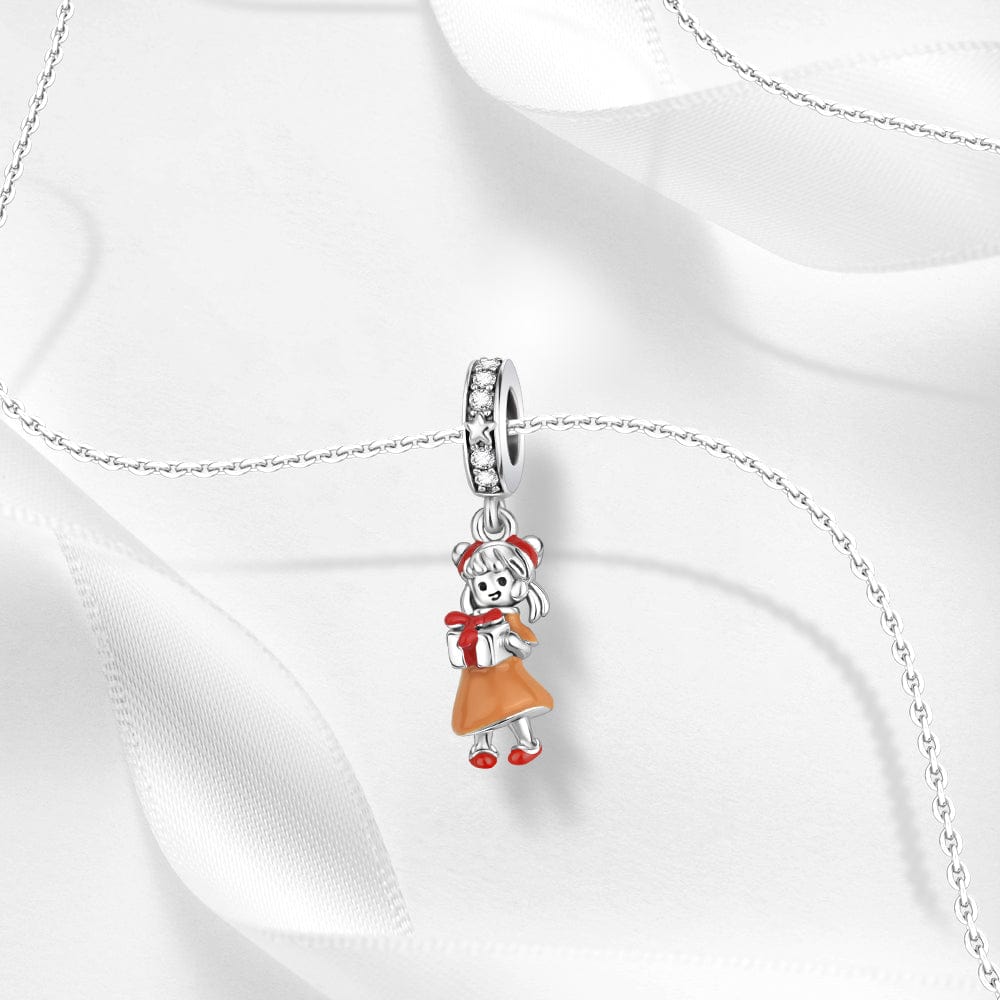 Pangama Jewelry Charm Charming Holiday Girl with Gift Pendant