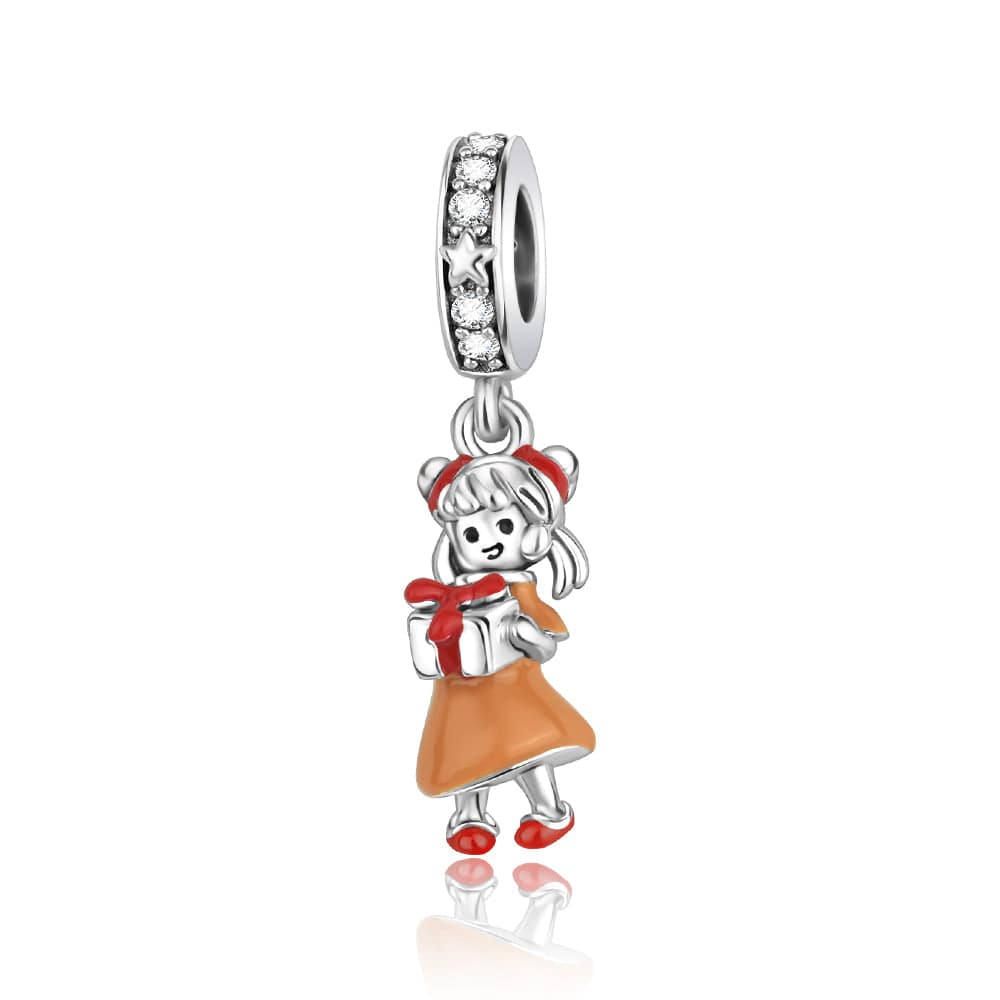 Pangama Jewelry Charm Charming Holiday Girl with Gift Pendant