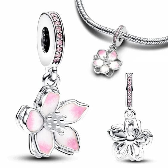 Pangama Jewelry Charm Cherry Blossom Dangle Charm