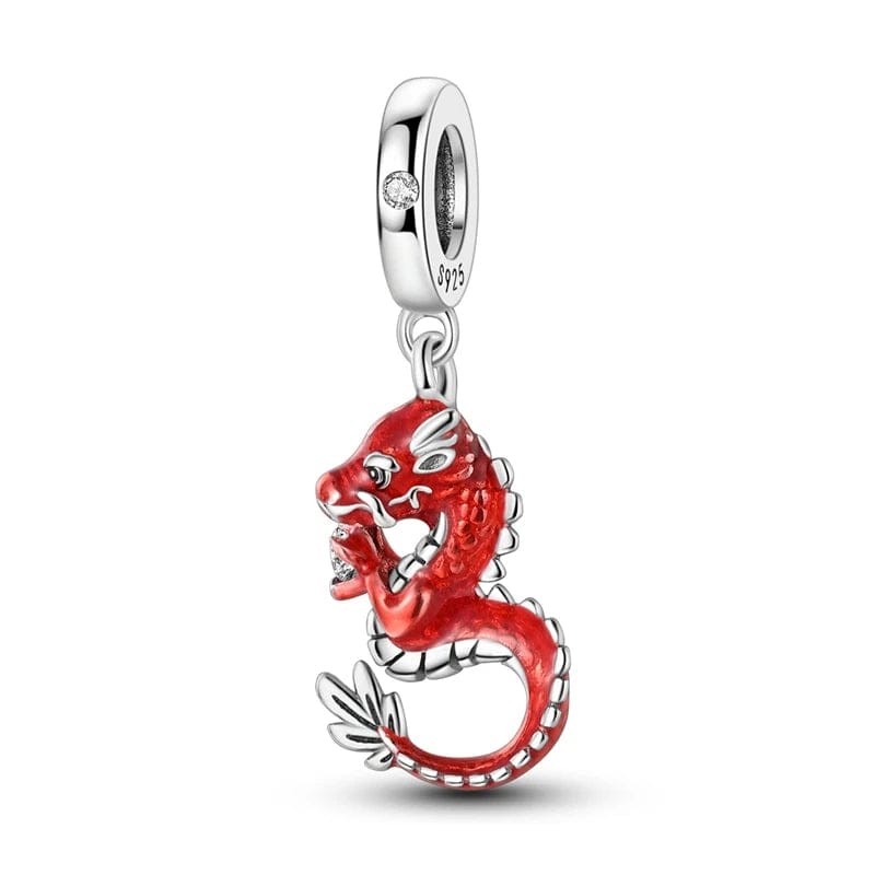 Pangama Jewelry Charm Chinese Fiery Red Dragon Dangle Charm