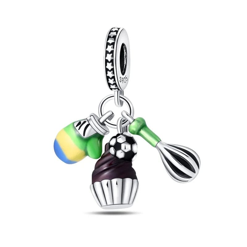 Pangama Jewelry Charm Chocolate Cake Football Dangle Charm