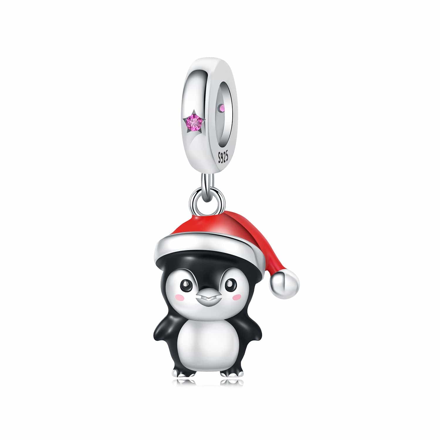 Pangama Jewelry Charm Christmas Penguin Charm with Santa Hat