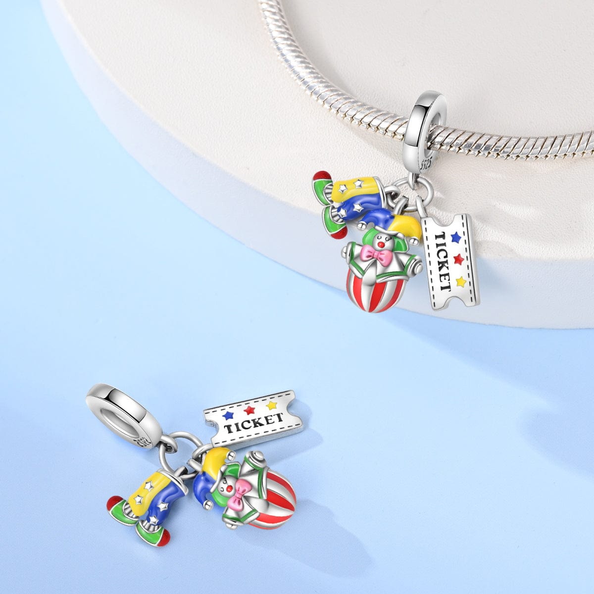 Pangama Jewelry Charm Clown & Circus Ticket Dangle Charm