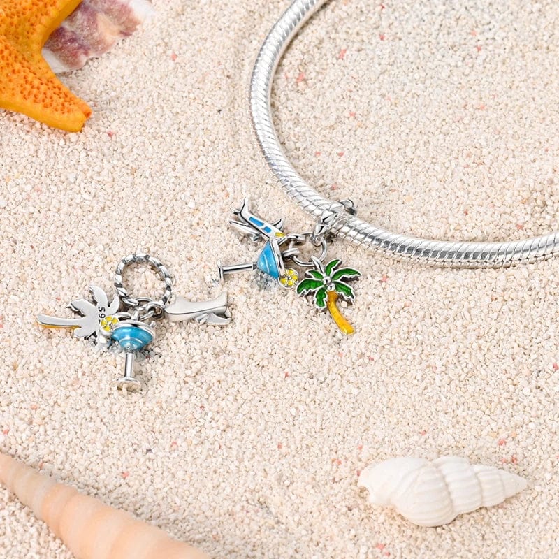 Pangama Jewelry Charm Cocktail, Plane & Palm Tree Summer Dangle Charm