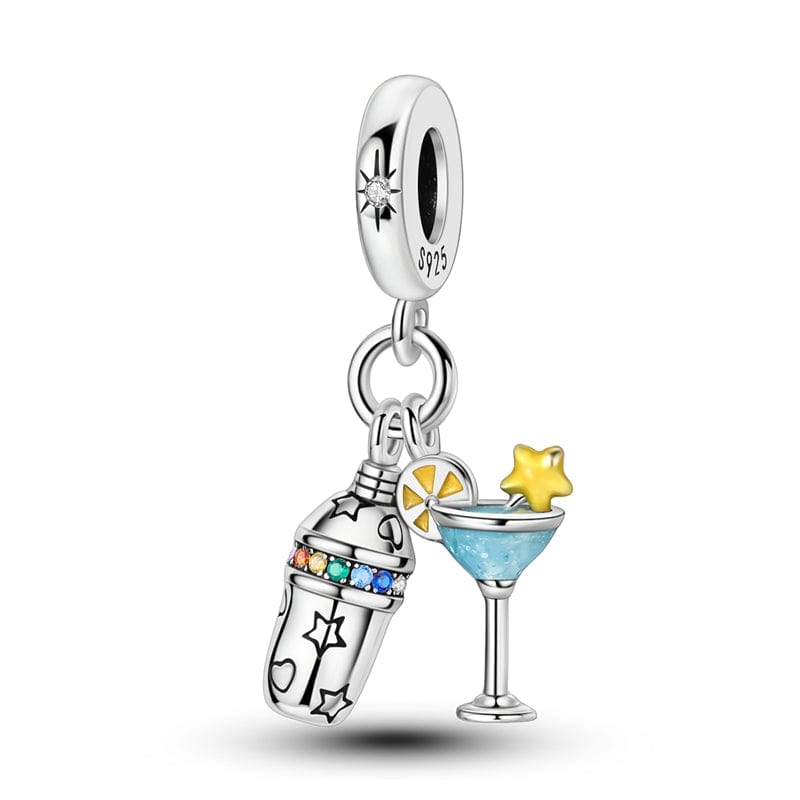 Pangama Jewelry Charm Cocktail Shaker & Martini Glass Dangle Charm