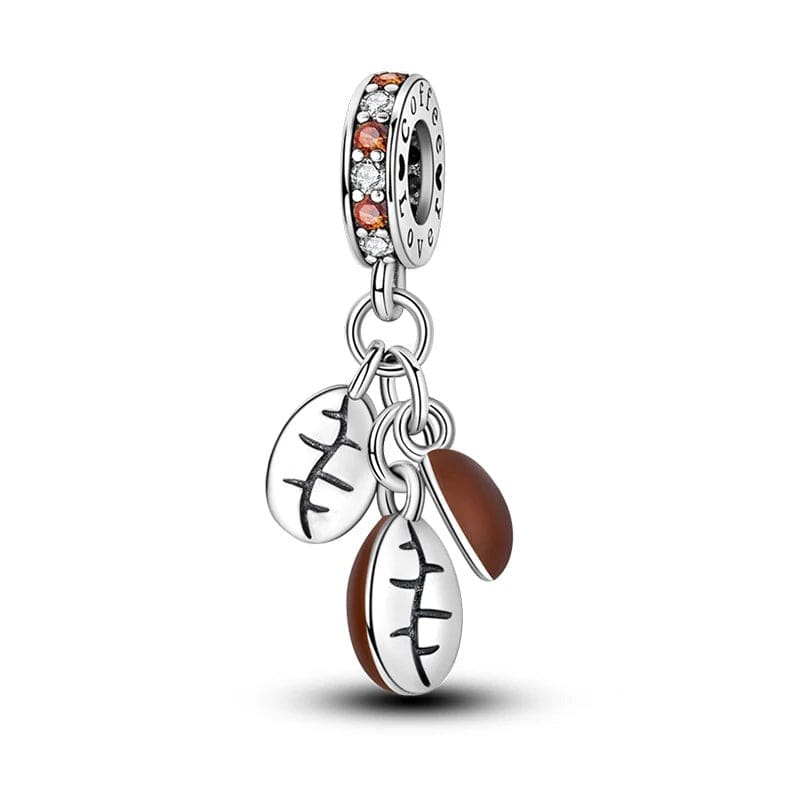 Pangama Jewelry Charm Coffee Bean Charm with Sparkling Crystals