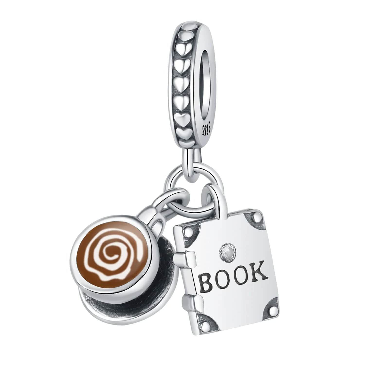 Pangama Jewelry Charm Coffee Cup & Book Dangle Charm