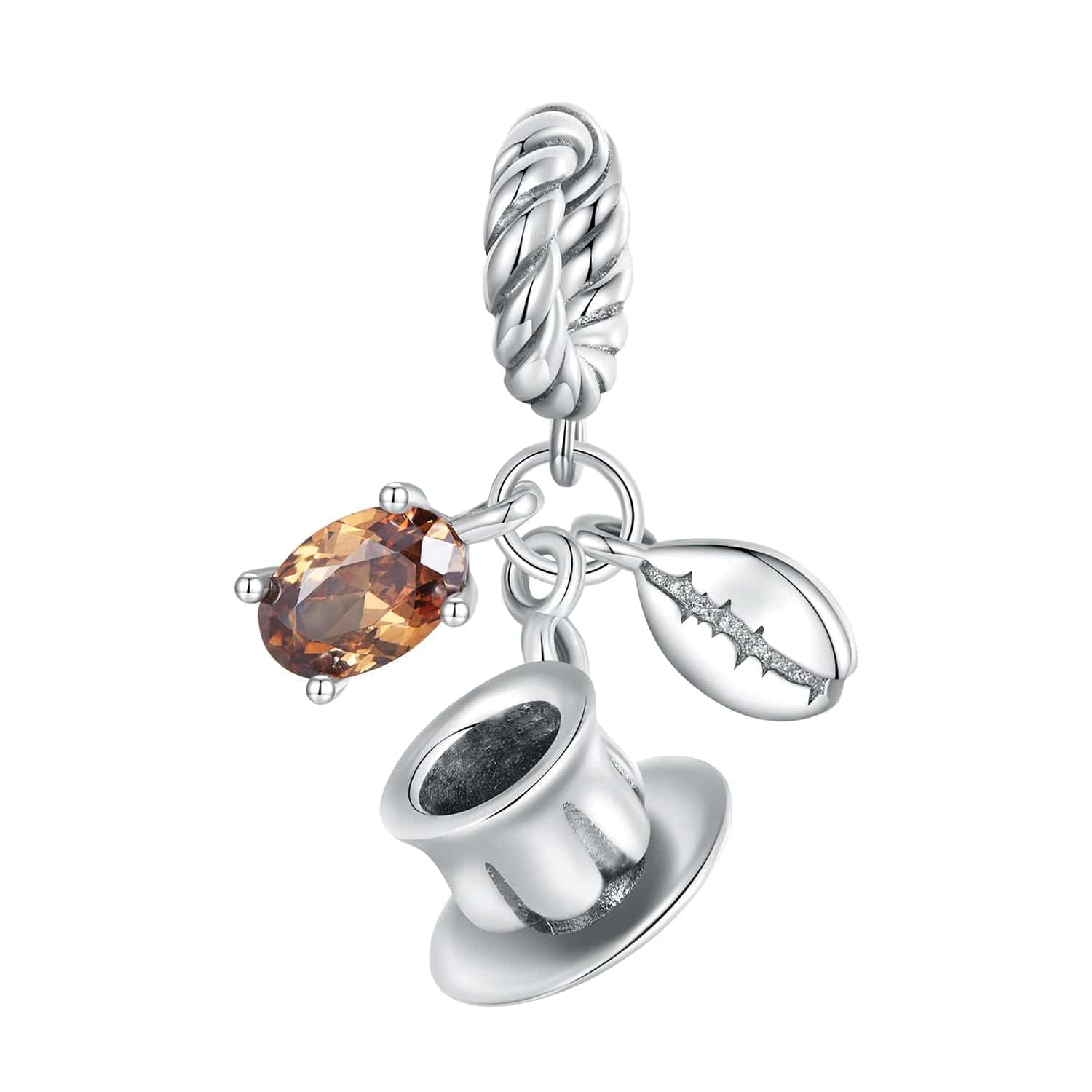 Pangama Jewelry Charm Coffee Cup & Coffee Bean Dangle Charm