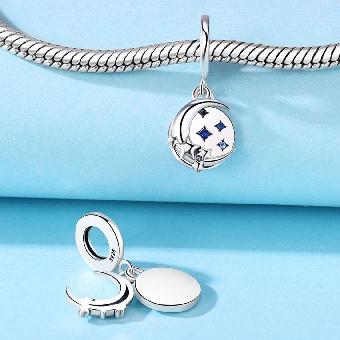 Pangama Jewelry Charm Crescent Moon and Starry Sky Charm