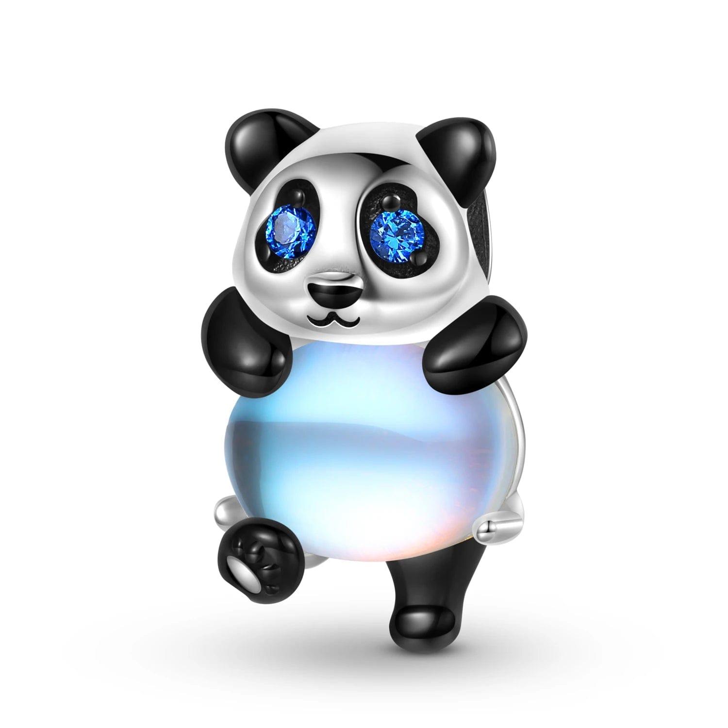 Pangama Jewelry Charm Cuddly Panda with a Brilliant Blue Orb Charm