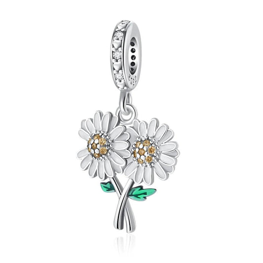 Pangama Jewelry Charm Daisy Flower Bouquet Dangle Charm