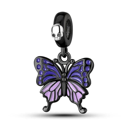 Pangama Jewelry Charm Dark Night Purple Butterfly Skeleton Charm