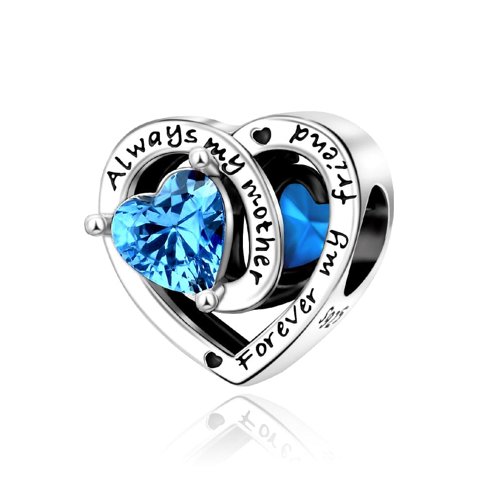 Pangama Jewelry Charm December Always My Mother, Forever My Friend Birthstone Heart Charm