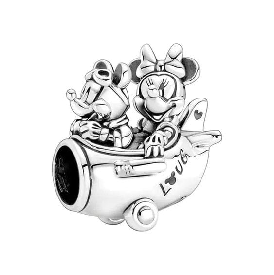 Pangama Jewelry Charm Disney Mickey Mouse & Minnie Mouse Airplane Charm