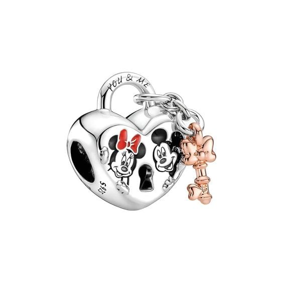 Pangama Jewelry Charm Disney Mickey Mouse & Minnie Mouse Padlock Charm