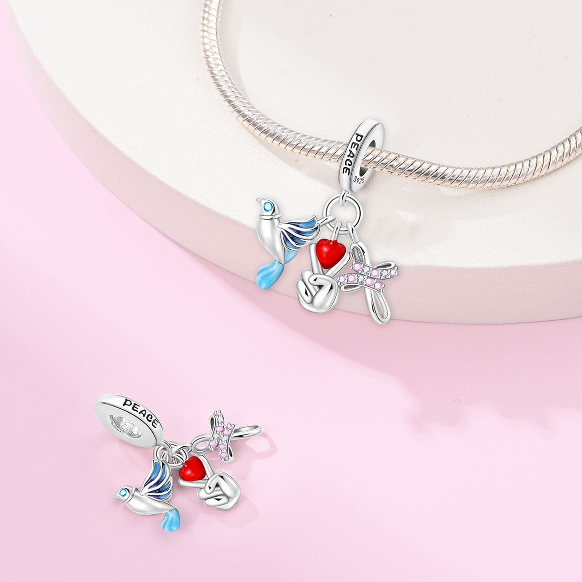 Pangama Jewelry Charm Dove, Heart & Hope Peace Charm