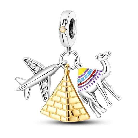 Pangama Jewelry Charm Egypt Pyramid Camel Travel Dangle Charm